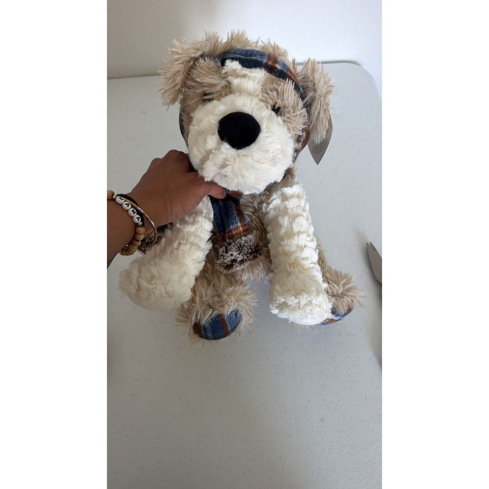 Gentle Treasures Stuffed Plush Tan Bentley Puppy Dog Ear Muffs & Scarf St Jude